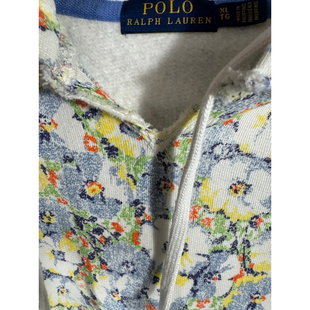 Women's Polo Ralph Lauren Floral Hoodie XL White Blue AOP - Picture 3 of 8